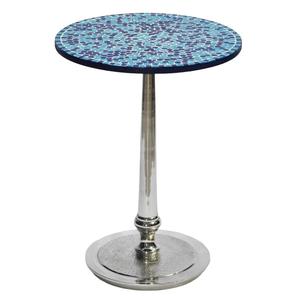 Table ronde en aluminium moderne de haute qualité avec dessus en marbre et fond Table basse ronde en métal fini nickel pour meubles de maison - Product Image 4