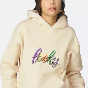 Sudadera con capucha para mujer, con logotipo impreso personalizado, de lana, de algodón liso, venta al por mayor - Product Image 3