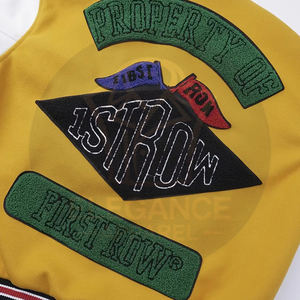 2025 OEM ODM Service nouveau bloc de couleur rouge et noir Vintage avec patchs brodés coupe ample Baseball Varsity vestes - Product Image 5