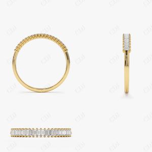 Vente en gros d'usine, bague de mariage classique en diamant de laboratoire fait main, or massif 14 carats, taille baguette, sertie à griffes, pour femmes - Product Image 5