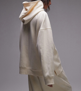 2025 Otoño Invierno moda High Street sin cordón Sudadera con capucha personalizada Color sólido gota hombro mujeres sudaderas con capucha - Product Image 2