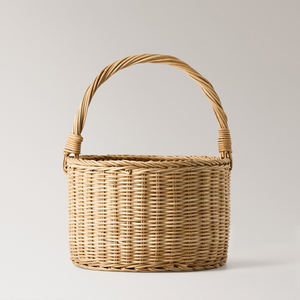 Cesta de mimbre tejida a mano blanca, cestas de mimbre seleccionadas para regalo y flores secas, contenedor de almacenamiento de cocina - Product Image 2