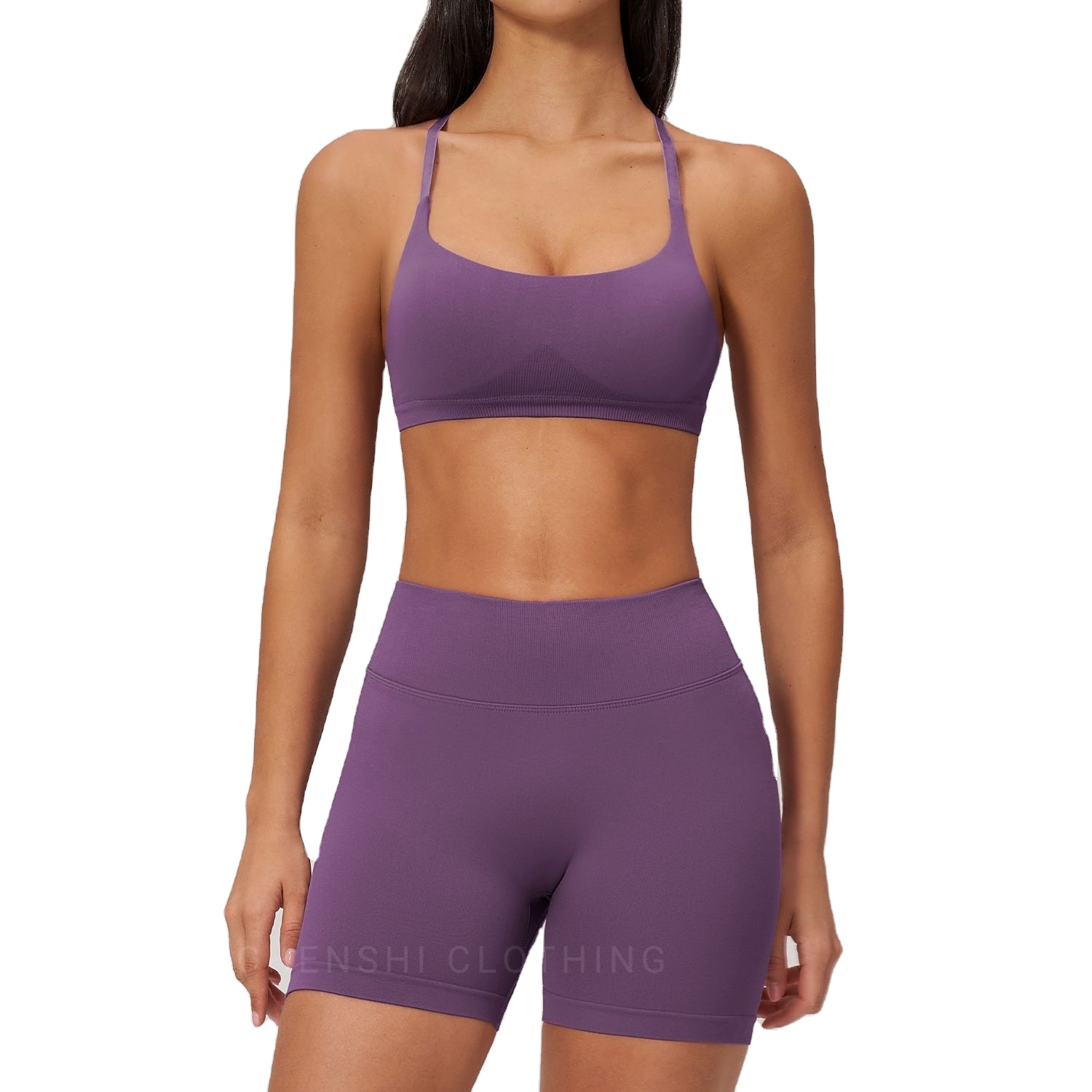 Seamless Yoga Set for Women Off-Shoulder Sports Suit Quick-Drying Tight-Fit Workout Set Outdoor Running Fitness Yoga Activewear