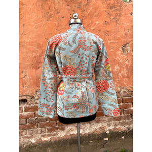 Chaqueta de Algodón Acolchada India, Regalo de Navidad, Chaqueta Kantha con Estampado de Bloques Hecha a Mano, Abrigo Colorido Vintage, Estilo Bohemio de Verano - Product Image 6