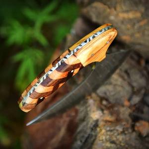 Couteau Ulu d'Alaska en acier Damas, fourreau en bois et cuir, forgé sur mesure, couteau de cuisine à trancher, fait main, ambidextre, OEM, professionnel - Product Image 3