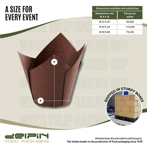 Made in Italy Customizable <b>Greaseproof</b> <b>Paper</b> Disposable Brown Tulip Baking Cup Cupcake Liners Wrappers Different Size - Product Image 4