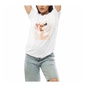 T-shirt en jersey à la mode pour femmes 100% coton nouveau motif imprimé respirant décontracté à manches courtes été teint en plaine prix - Product Image 6