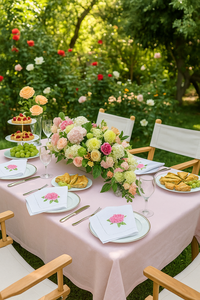 Serviette en coton d'hortensia rose brodé personnalisé en gros pour la maison, hôtel, décor de table à dîner en forme de point d'or, utilisation de vacances - Product Image 3