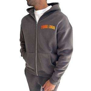 Nouveau sweat à capuche zippé arrivé pour homme Logos imprimés personnalisés 100% sweat à capuche en coton homme Streetwear surdimensionné couleur unie sweats à capuche hommes - Product Image 1