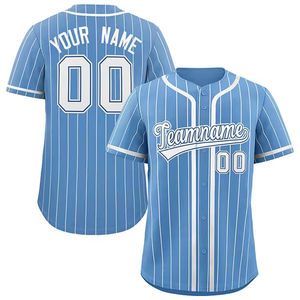 2025 Hip Hop botón abajo Digital impreso hombres béisbol camisa rayas cosidas letras número personalizado béisbol Jersey uniforme - Product Image 4