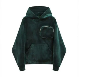 Sudaderas con Capucha de Terciopelo Bordadas Personalizadas para Hombre, Dos Bolsillos Delanteros, Suministro OEM, Técnica Lavada, Talla Grande, Logotipo Personalizado, Verano - Product Image 1