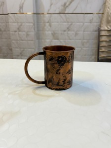 Hammered Copper Classic Eco-Friendly Lemon Water Cup with Solid Brass Handle Moscow Mule Mug by Indian Manufacturer - Product Image 2