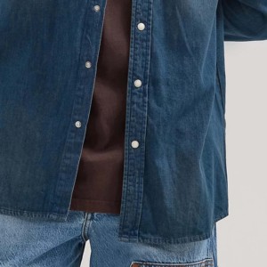 เสื้อยีนส์คอตตอนของผู้ชายสีฟ้า, เสื้อยีนส์คอปก - Product Image 3