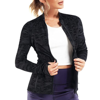 Veste de sport respirante pour femme avec fermeture éclair intégrale, trous pour les pouces, coupe ajustée, idéale pour la course à pied et les activités sportives
