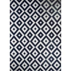 Tapis en coton et jute tissé plat Alhambra gris et noir, motif géométrique Aubusson, grand kilim rectangulaire pour couloir, usage domestique - SDCT-149 - Product Image 1