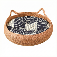 Nid en paille naturelle tissé à la main, maison pour animaux de compagnie, lit chaud pour chat en hiver, griffoir pour chat, nid pour chien avec coussin doux
