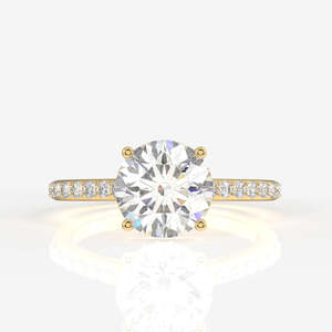 Anillo con Halo Oculto de Diamante Moissanite de Corte Redondo en Oro de 9K, Elegante y con Estilo - Product Image 1