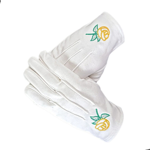 Guantes Masónicos de Algodón Suave, 100% Algodón, Logotipo Bordado Personalizado, Blancos, Cómodos, Antiencogimiento, Secado Rápido - Product Image 4