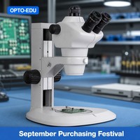 OPTO-EDU A23.1501-T1 8x-50x Trinocular Zoom Stereo Microscope Metal for Electronics PCB Coin Jewelry Industry