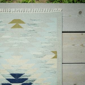 Tapis Kilim en laine fait main abstrait moderne, écologique et antibactérien |   Tapis fin à tissage plat pour salon et chambre à coucher - Product Image 4