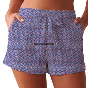 Ropa de Mujer para Vacaciones de Verano, Informal, de Playa, con Cintura Elástica y Cordón Ajustable, de Algodón de Lujo con Estampado a Mano - Product Image 4