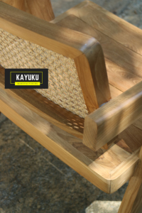 เก้าอี้ไม้สักลายทันสมัยกลางศตวรรษพร้อมพนักพิงหวายสาน - Product Image 2