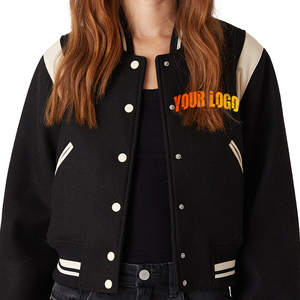 Veste universitaire de style collège de haute qualité pour dames automne hiver OEM veste de mode pour femmes avec manches tricotées en laine - Product Image 5