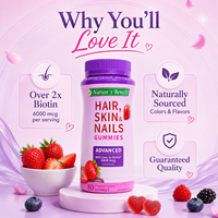 Gummies Cheveux Peau Ongles – Complément Beauté à la Biotine Saveur Fraise – Vitamines pour la Croissance des Cheveux, Soin de la Peau et Soutien des Ongles – OEM