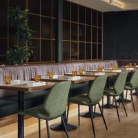 Meubles de restaurant de luxe, table et chaise de café, chaise de restaurant en cuir, table en marbre pour restaurant haut de gamme