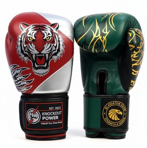 Guantes de Boxeo Tribales de Cuero Negro Personalizables para Adultos POWER PUNCH - Product Image 3