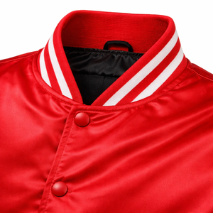 Chaqueta Varsity de Satén de Alta Calidad para Hombre, Chaqueta de Satén Suave con Botones, Estilo Urbano Unisex Personalizable - Product Image 4