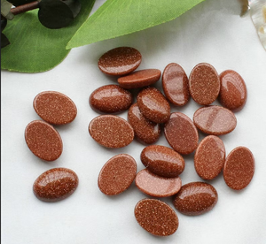 Sparkling Goldstone Oval Shape Glatter Cabochon Für Schmuck herstellung Alle Größen Erstellen Sie DIY Edelstein Schmuck ringe Orange Sandstein - Product Image 3