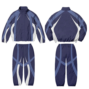 Veste et pantalon de survêtement coupe-vent de course et de jogging personnalisés Survêtements coupe-vent avec fermeture à glissière pour hommes - Product Image 2