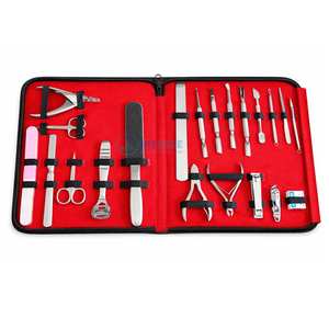 Professional Stainless Steel Manicure Pedicure Set red Case <b>Nail</b> Care Grooming Kit with Zipper <b>Pouch</b> Wholesale - Product Image 1
