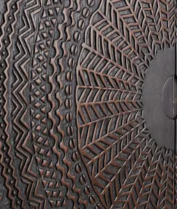 Modern Hand Carved Solid Mango Wood Freestanding Storage <b>Cabinet</b> Black Design Luxury <b>Bar</b> 4 Compartments Durable Eco-Friendly - Product Image 3