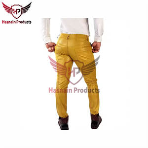 Pantalones de cuero genuino con logotipo personalizado Premium para hombre, estilo informal de alta calidad, venta al por mayor, ¡el mejor precio garantizado! - Product Image 3