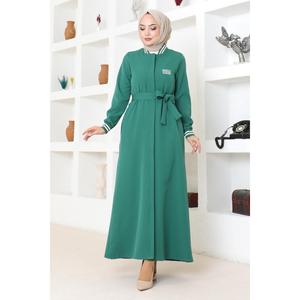 MSW19214-4 Abaya Acanalada con Botones Esmeralda, Abrigos, Chaquetas y Gabardinas Modestas - Product Image 1