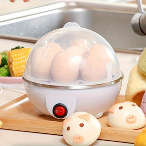 Cuiseur à œufs automatique 7 œufs multifonctionnel, pour œufs à la vapeur et crème anglaise, électrique, pour la cuisine domestique, boîtier en plastique, fonctionnalité avancée - Product Image 1
