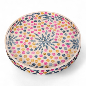 Plateau de service artisanal en nacre, plateau décoratif en incrustation de coquillages, écologique et naturel, pour la cuisine et la maison - Product Image 1