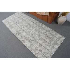 พรมวินเทจขนาด 2.8x6.6 ฟุต, พรม, พรมสีขาวล้วนทำจากขนสัตว์ - Product Image 3