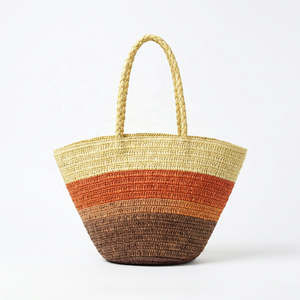Bolso de Hombro Portátil de Rafia Trenzada con Dos Asas, Estilo Veraniego, a Rayas, Ecológico, para Playa y Viajes - Product Image 4