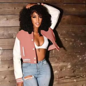 2025 chaqueta de letras transpirable de manga larga con cuerpo de lana personalizada de alta calidad con bordado de chenilla chaqueta universitaria corta para mujer - Product Image 6