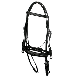 Brida de cuero auténtico exclusivo, cadena de charol con canal de cristal, de piel auténtica, anatómica, de caballo, con bandas marrones - Product Image 6
