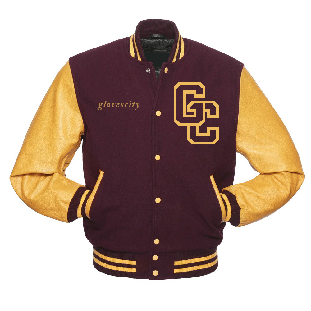 Custom Men's Varsity Letterman Jacket in Royal Red & Yellow Wool