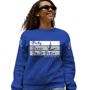 Sudadera con Cuello Redondo Azul y Blanca de Zeta Phi Beta 1920 para Mujer, Ropa Griega de Hermandad, Top Bordado - Product Image 5