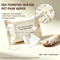Lingettes biodégradables 100 % végétales pour pattes d'animaux, eau purifiée EDI, formule douce pour le nettoyage quotidien des chiens et des chats, emballage souple portable
