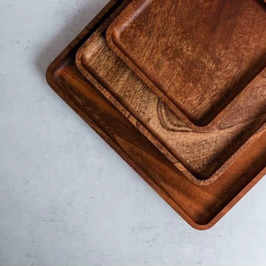 Bandeja rectangular de madera para servir la bandeja para té y aperitivos - Product Image 1