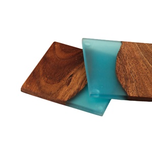 Modern Design <b>Walnut</b> Finished Wooden Coasters Resin Tabletop Protection for Any <b>Table</b> Type for Drinks & Mats & Pads - Product Image 1