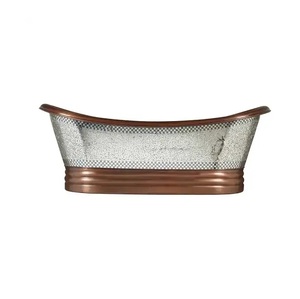 Baignoire en cuivre antique 67X28X28 Technique de sculpture gravée Artisanat en métal de l'exportateur indien de luxe pour la décoration de salle de bain Vente! - Product Image 2