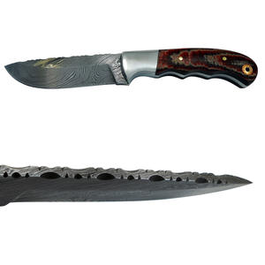 มีดล่าสัตว์เหล็กดามัสกัสพร้อมใบมีดคงที่และด้ามจับไม้ทำจากโรงงานสั่งทำได้ตามต้องการ - Product Image 6